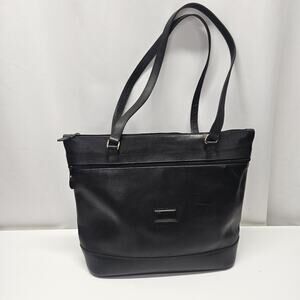 Angelo Borse Pelle Black Leather Handbag Vintage Purse Oversize Tote